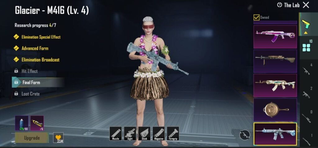 features of M416 glacier skin for each level.
