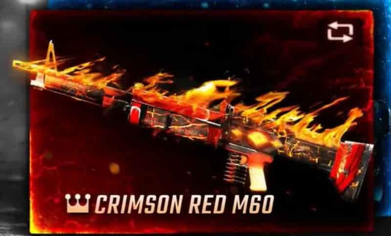 M60 Skins in Free Fire With Photos Crimson Red