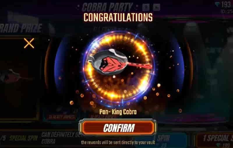 Pan Skins in Free Fire King Cobra