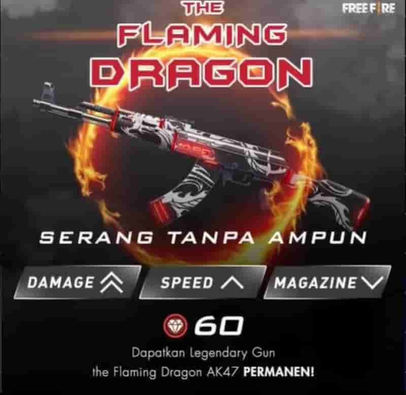 Free Fire Rare Gun Skins Of All Time AK47 Flaming Dragon