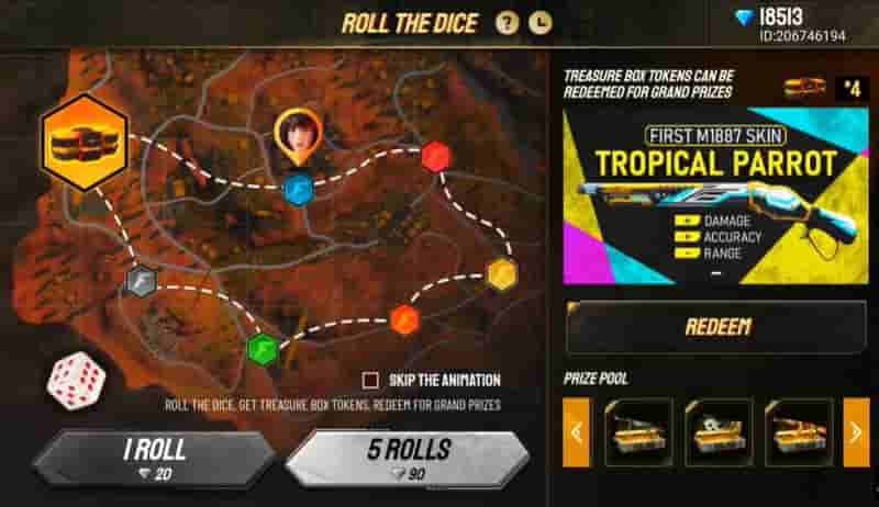 Free Fire Rare Gun Skins Of All Time M1887 Tropical Parrot