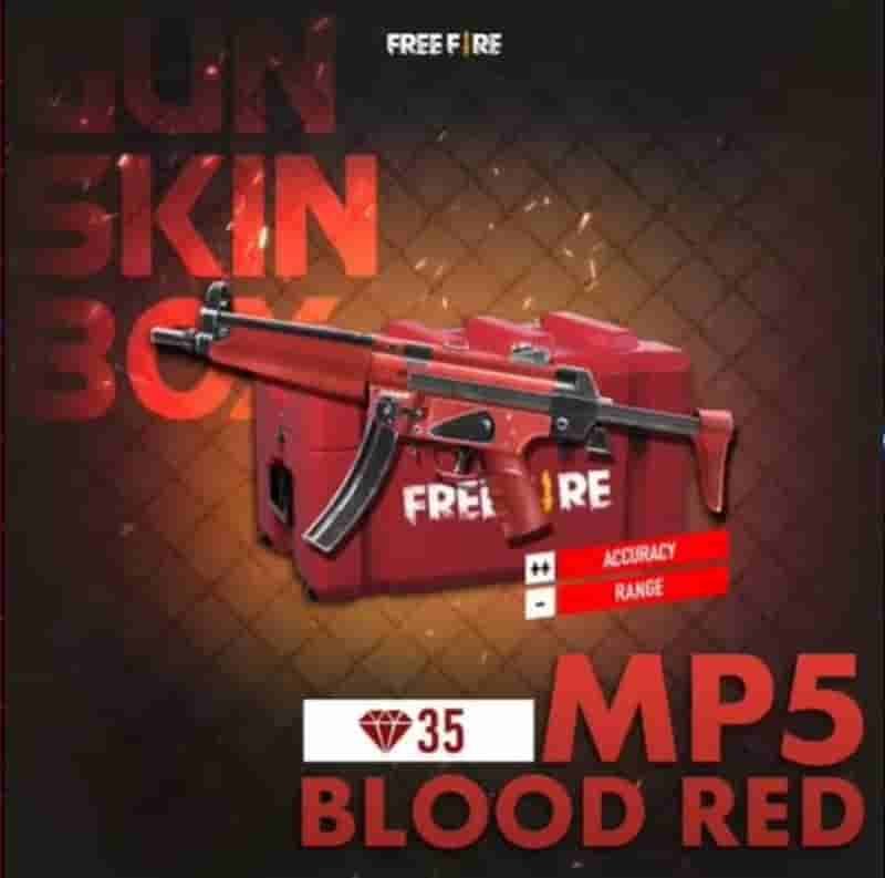 Free Fire Rare Gun Skins Of All Time MP5 Blood Red