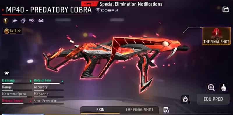 EVO Guns in Free Fire Predatory Cobra (MP40)